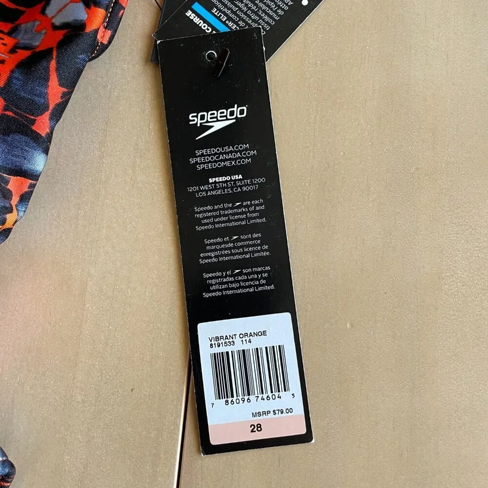 NEW Speedo PowerFlex Shatter Skin Super‎ Pro Back Race Swimsuit, Vibrant Orange
